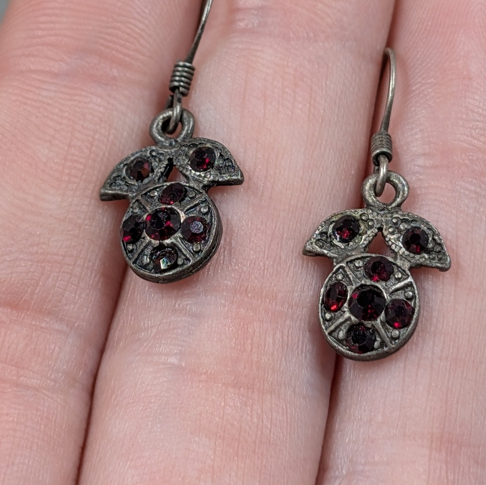 Blood Red Genuine Crystal Vintage Drop Earrings